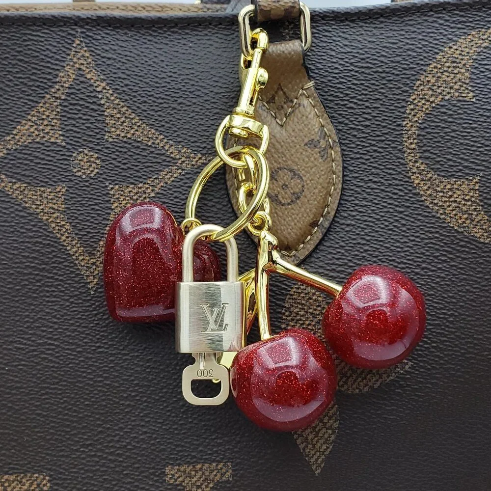 Authentic Louis Vuitton Lock & Key with Unbranded Apple/Heart Charm, Keychain